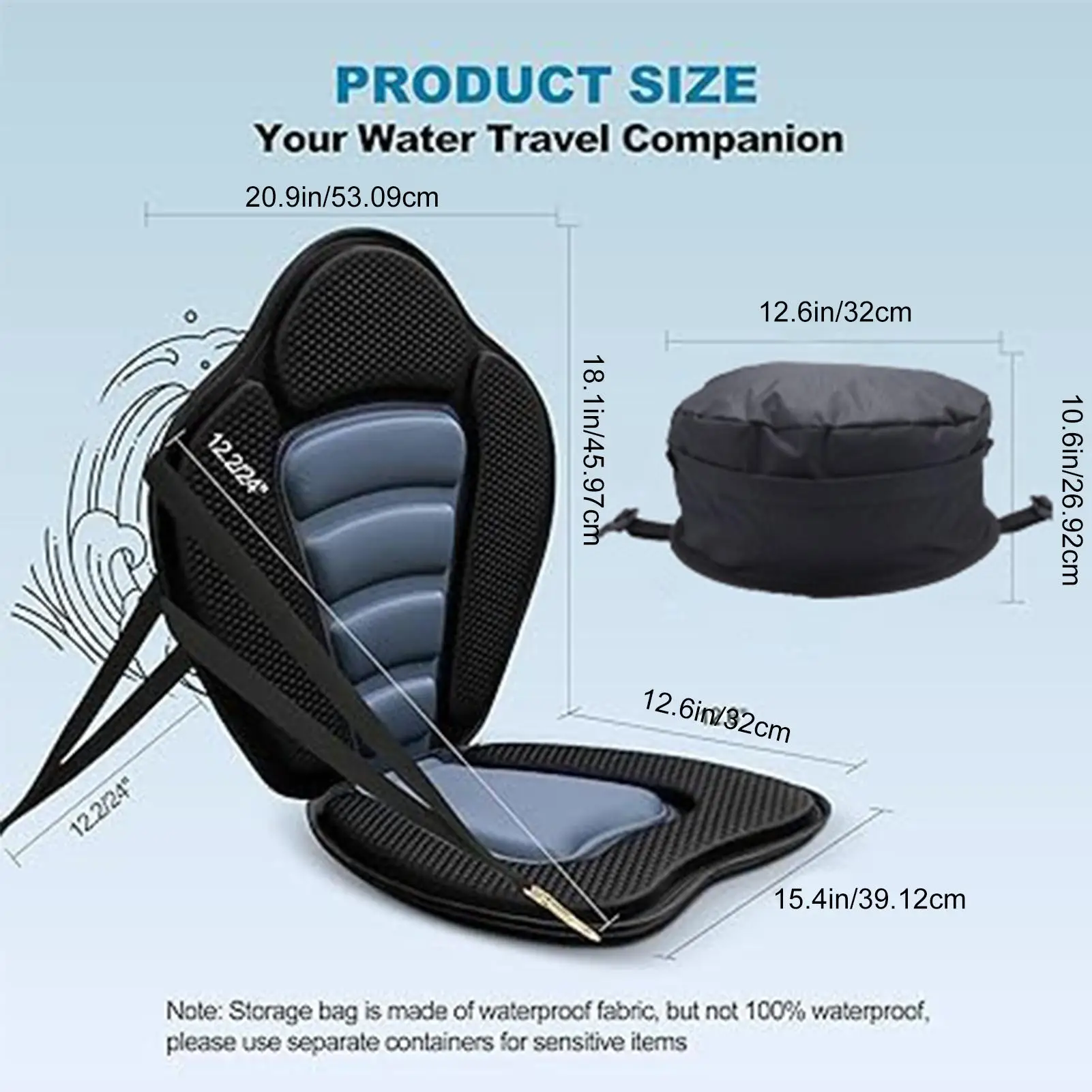 Paddleboard Seat Detachable Backrest Seat For Kayak Sitting Comfort Ergonomic Pad Anti-Slip For Water Sports Recreation