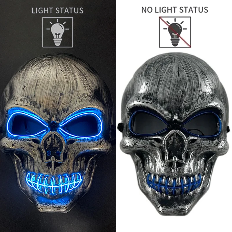 Halloween Skull Skeleton Head Headwear Horror Party Mask Light Up In The Dark Night Disguise Glowing Purge Mask For Halloween halloween mask party masks horror mask