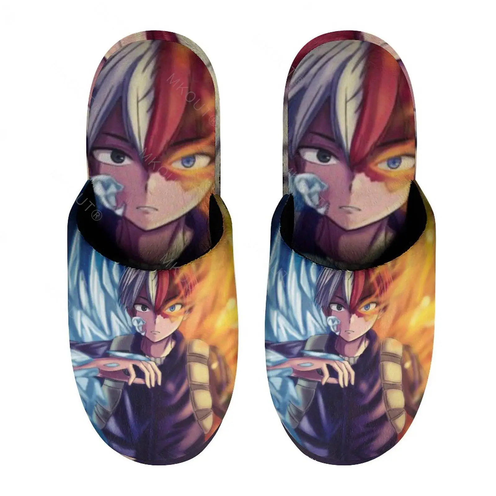 

Todoroki Shoto (1) теплые хлопковые тапочки для мужчин и женщин Толстая мягкая подошва Нескользящая пушистая обувь Домашние тапочки обувь