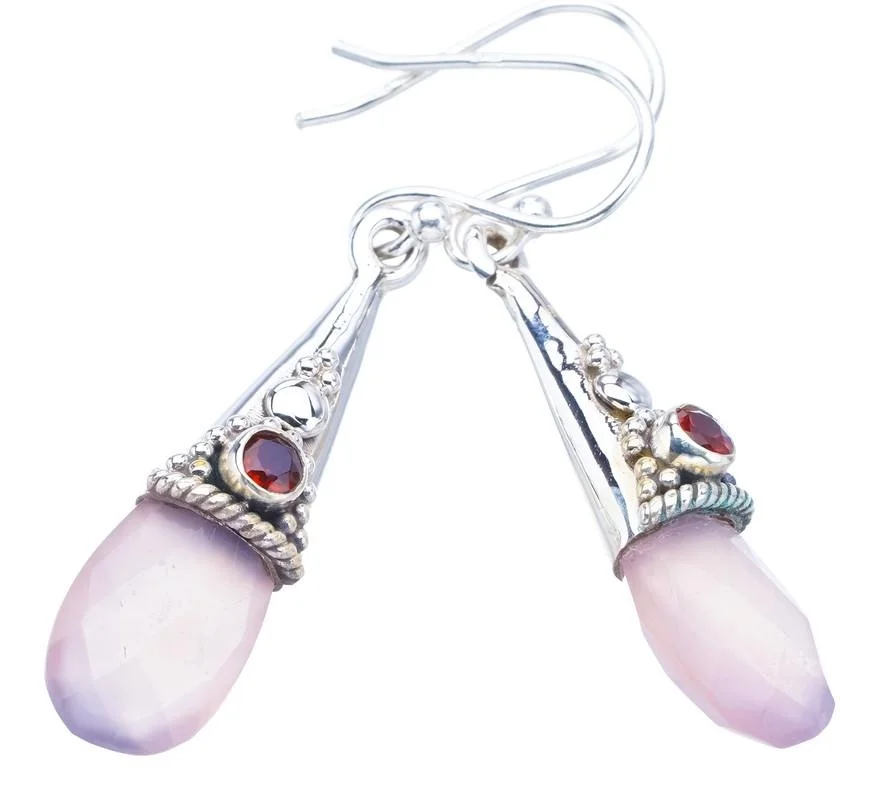 

Серьги из серебра 1,75 пробы с розовым кварцем, F6142