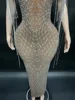 Transparent Long Diamond Dark Brown Party Dress Birthday Luxury Costume Fancy Brilliant Dancer Wedding Dress Impressive Dress 3