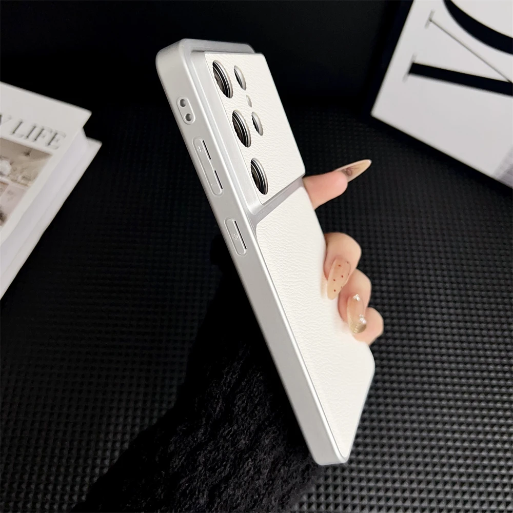 Leather Thin Phone Case with Large Window Camera Protection - Matte Cover