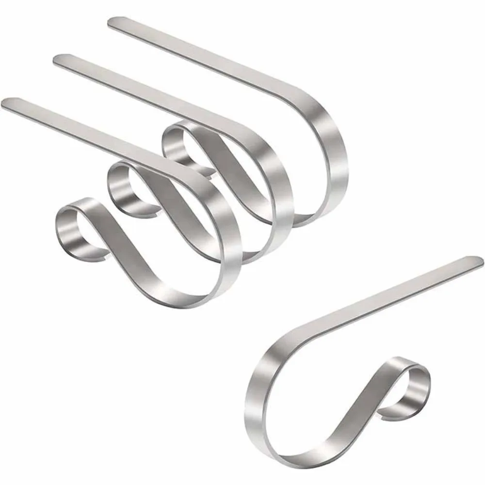 New Clip Christmas Stocking Holders Metal Safety Christmas Stocking Hangers Set Decoration Mantel Hangers