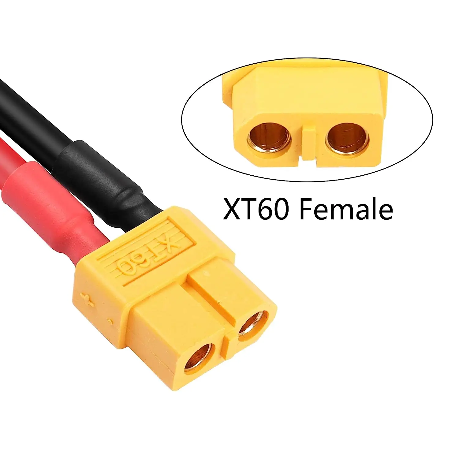 XT60 to O Ring Terminal Cable,XT60 Female to O Ring Connector Cable,with 1M 12AWG Silicon Wire,for RC Lipo Battery FPV Racing