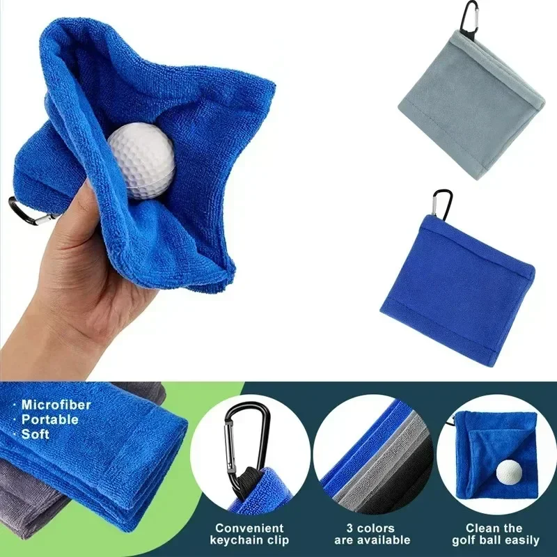 1PC Golf Ball Cleaning Towel Club Towel Outdoor Hook Towel Microfiber Velvet Outdoor Convenient Hhanging Waist Sports Club Cloth 4