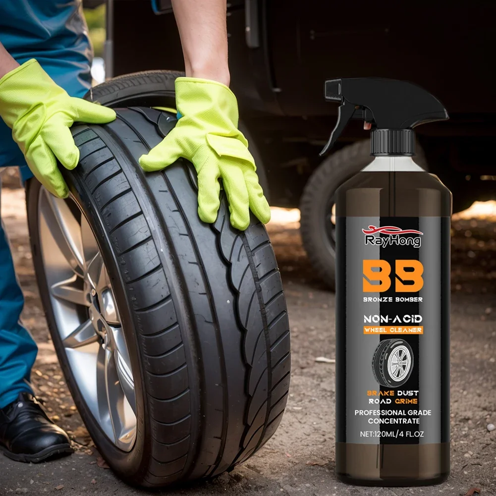 Tire Rim Cleaning Tool Powerful Wheel Cleaner 120ml Powerful Rim Brake Buster Spray Car Detailing Brake Dust Remover For Cleaning Wheels and Tires