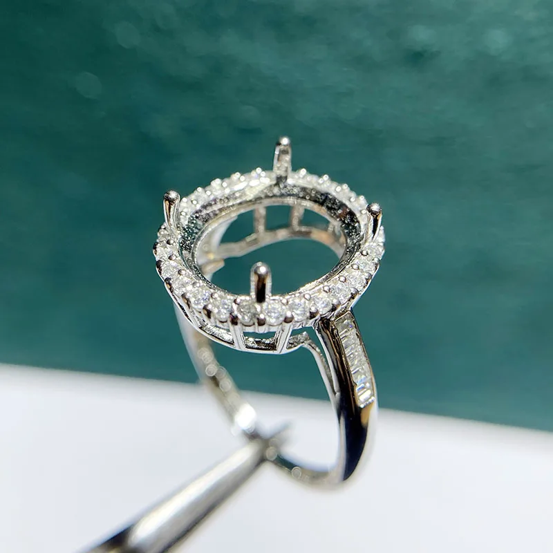 MeiBaPJ 4*6 & 10*14 Seven Sizes Fashion Ring Setting DIY Empty Holders for Women Real 925 Sterling Silver Fine Charm Jewelry