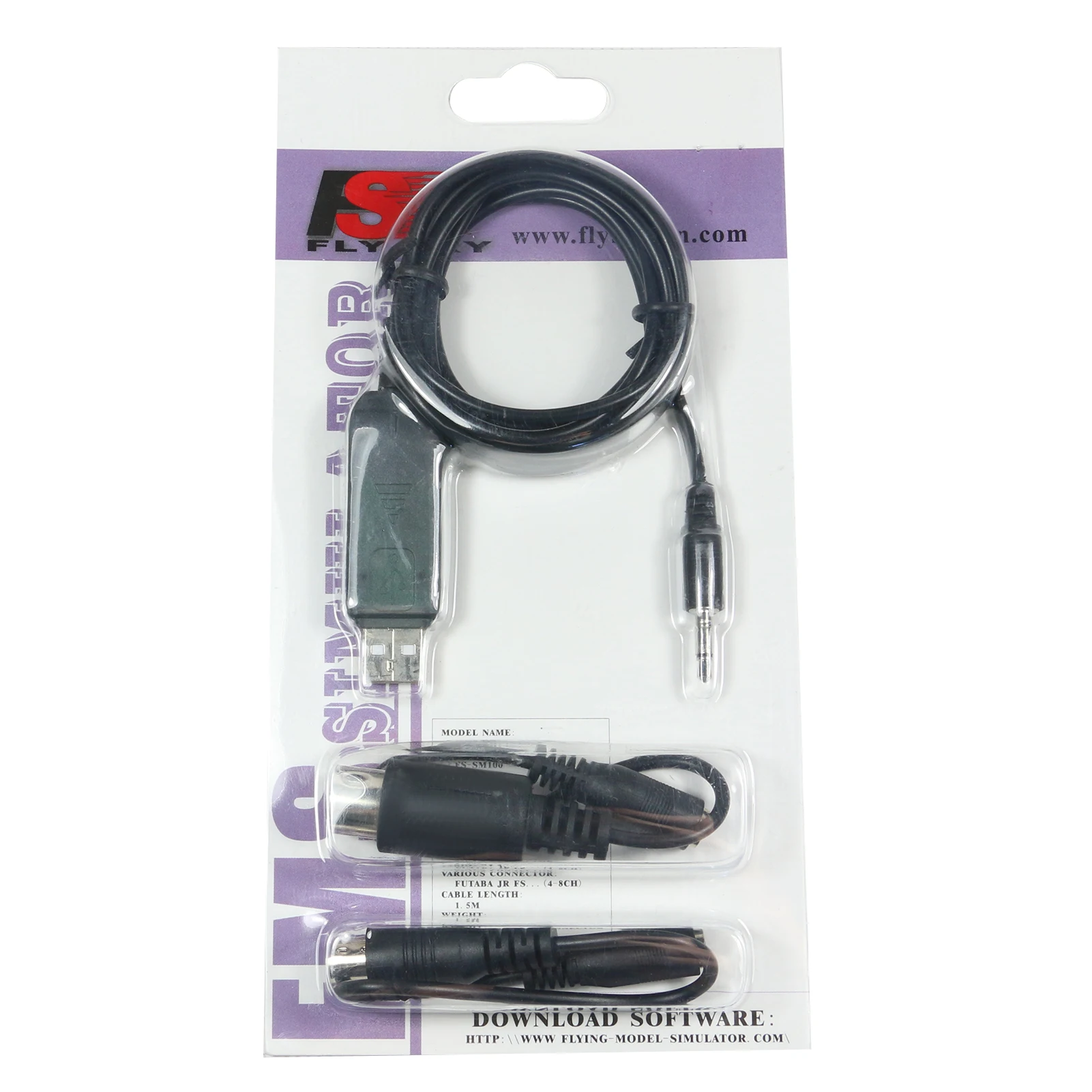Vue d'ensemble du câble simulateur RC PPM, parfait pour brancher votre radiocommande et débuter l'entraînement au vol sur PC.