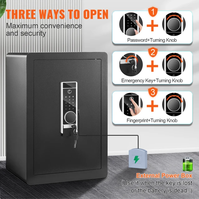 SucceBuy Electric Safe 2.2/1.8 Cubic Feet Fingerprint&Digital Security Cabinet Safe W/ Fire-proof Bag for Cash Jewelry Documents 3
