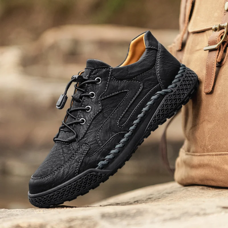Shoes Men All-match Flats Handmade Business Fashion Moccasins Walking Casual Slip on Loafers Breathable Leather