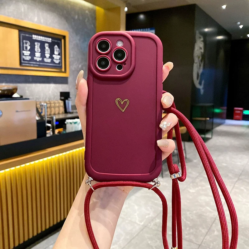 ตัวเลือกสินค้า เคสสายคล้องคอ Lanyard Love ซิลิโคน สำหรับ iPhone