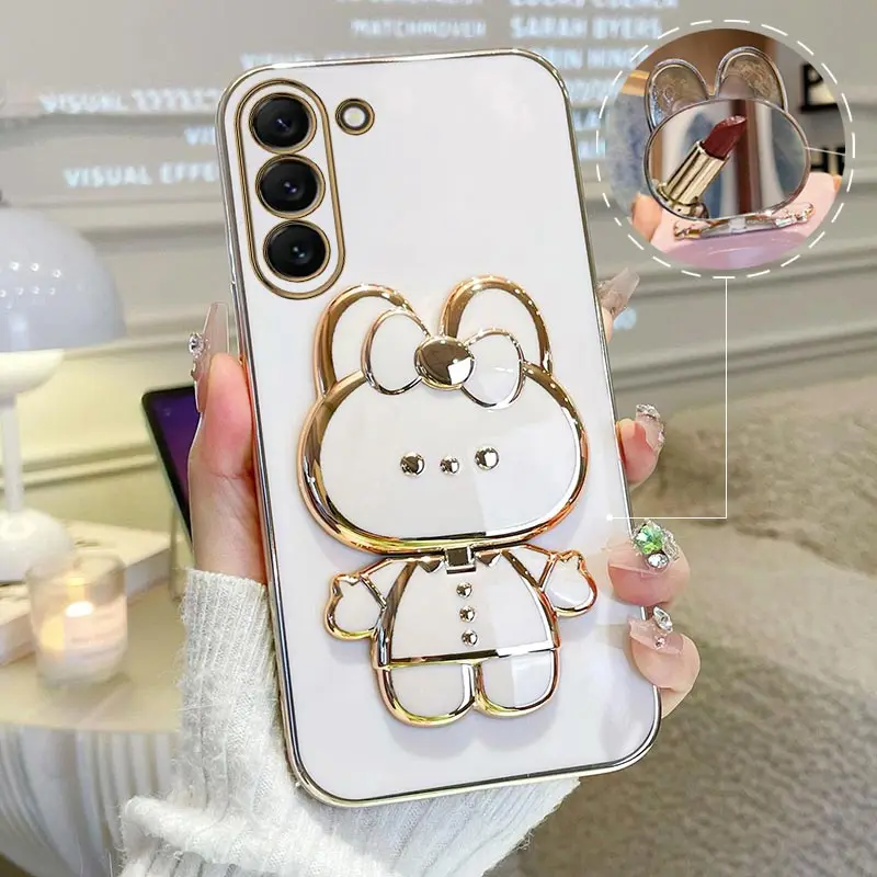 thumbnail image 1 of Mirror Plating Phone Holder Case For Samsung Galaxy S23 S20 S22 S21 S10 S9 S8 Note 10 20 8 9 Plus Ultra 5G S20 Fe Stand Cover, 1 of 5