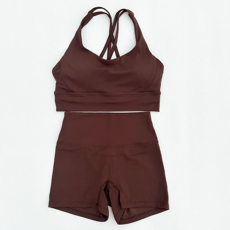 2 Piece Yoga Clothes Women's Tracksuit Athletic Wear Fitness Suit Gym Workout Push Up Clothes Sports Bra Yoga Shorts Suit
