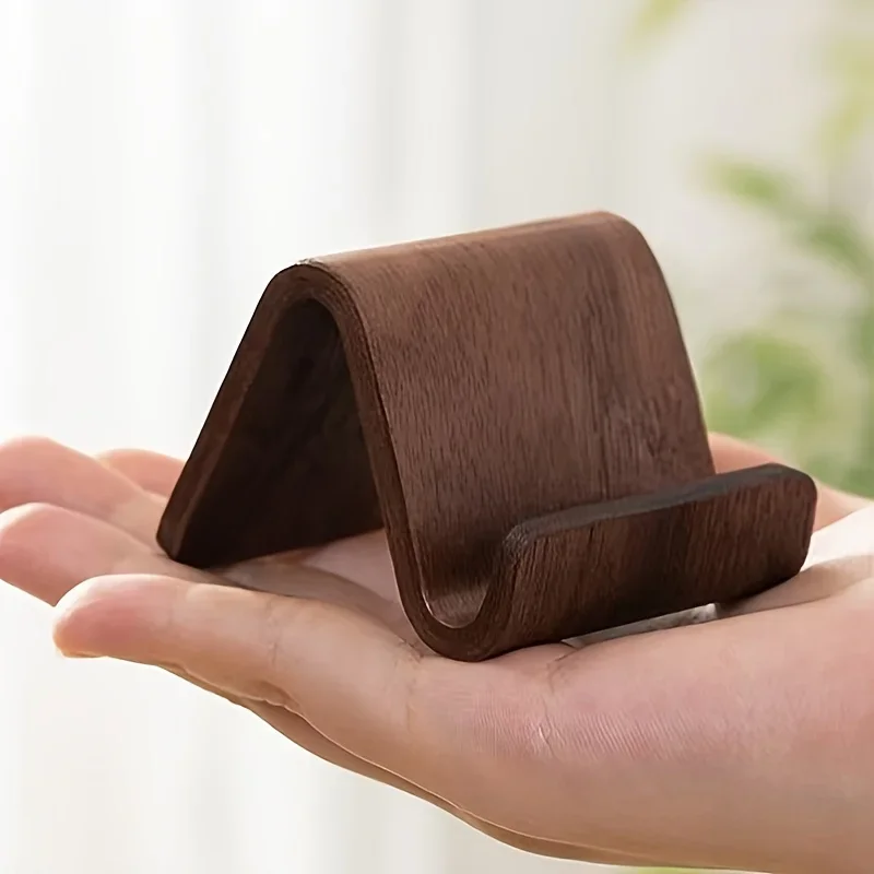 Premium Walnut Wood Rotating Phone Stand with Adjustable Angle & Clamp Base - Sturdy Portable Desk Accessory