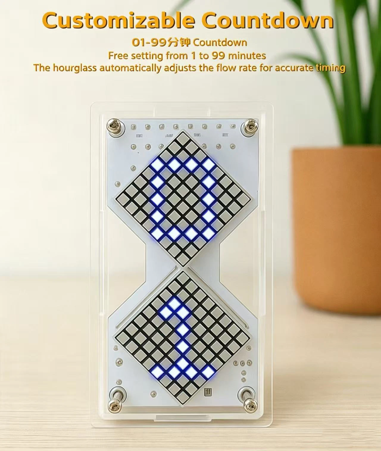 LED 도트 매트릭스 전자 모래시계 키트 중력 감지 타이머 시계 용접 연습 전자 DIY 생산 부품