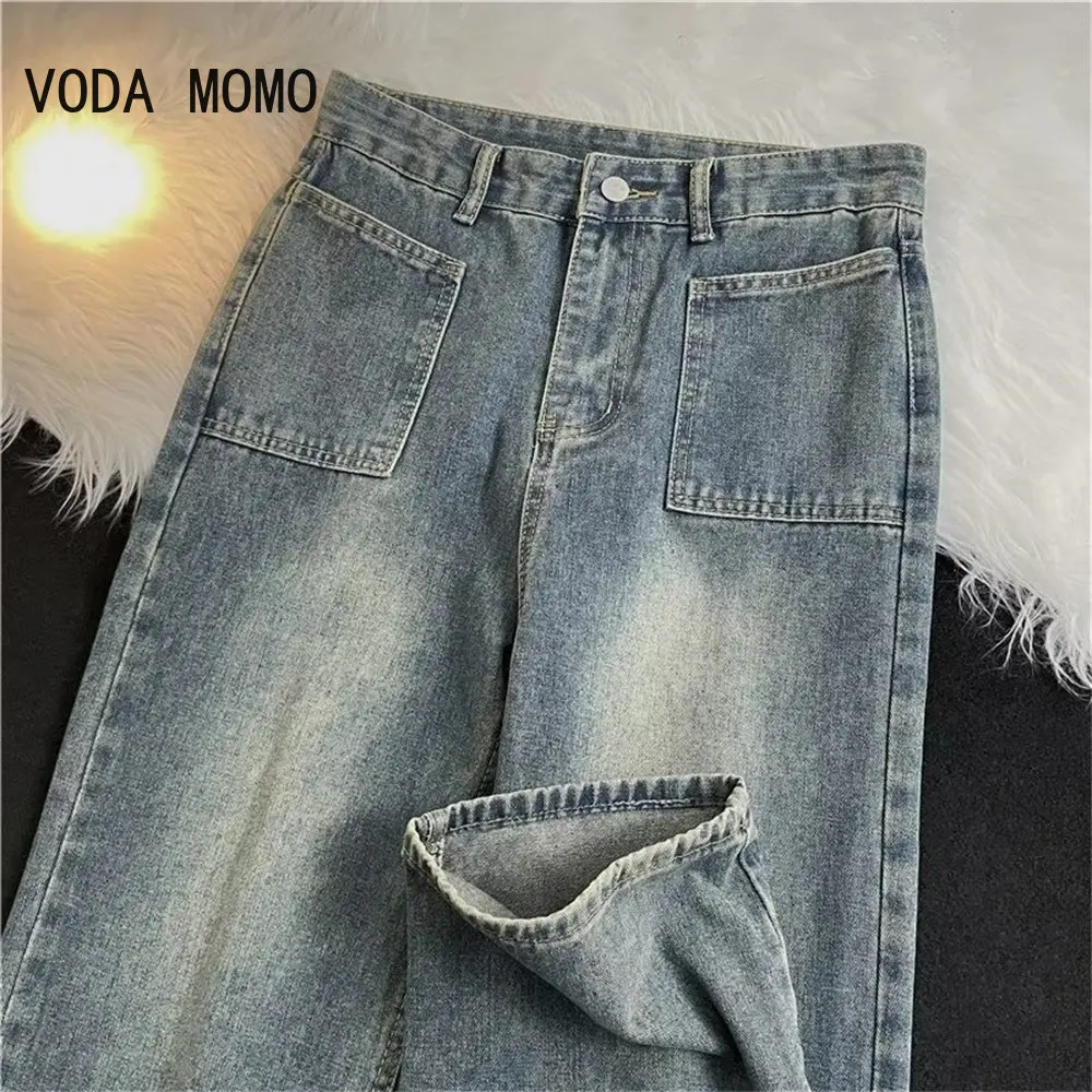 2022 New Brand Spring Men Coreano Fashion Blue Mens Jeans Streetwear Hip Hop Pantaloni Larghi In Denim Pantaloni Dritti A Gamba Larga