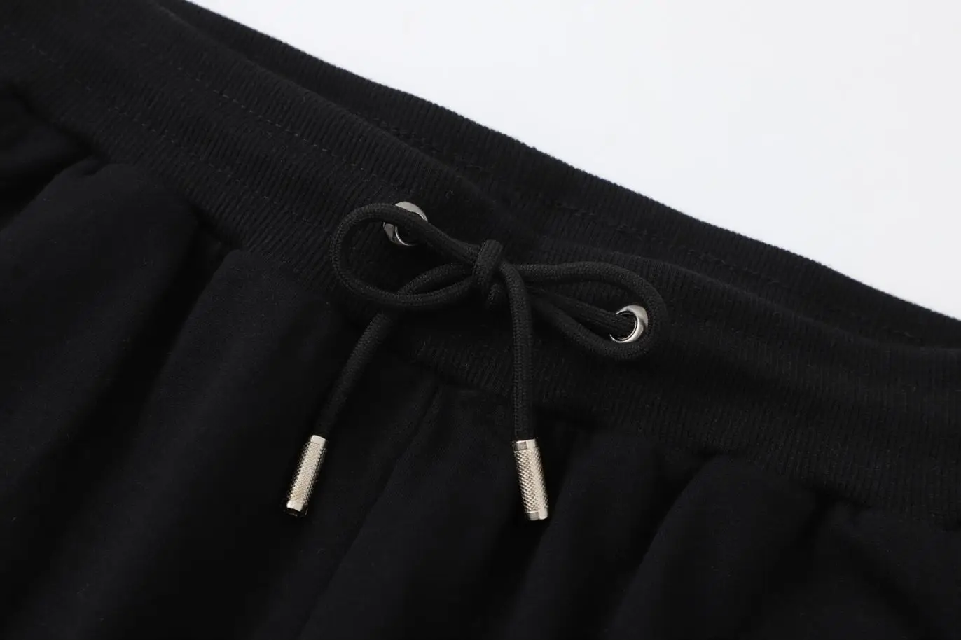 200g Summer Men's 100% Cotton Sports Short Black Elastic Waist Strings Beach Knee Length Trunks Customized Casual Quick Dry Pant 4