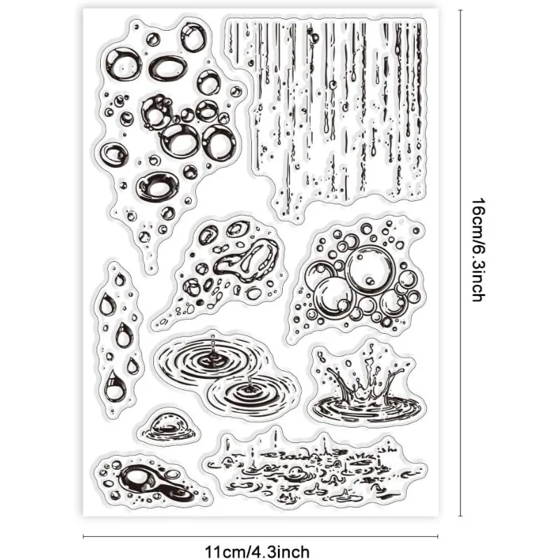 Clear Stamps 1pc Raindrop Water Drop for DIY Scrapbooking Photo Album Decorative Cards Making Home Decoration 6.3x4.33inch