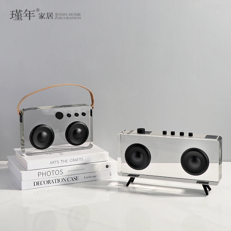 

Simple Modern Light Luxury Transparent Radio Recorder Crystal Ornaments Model Living Room Entrance Table Decorations