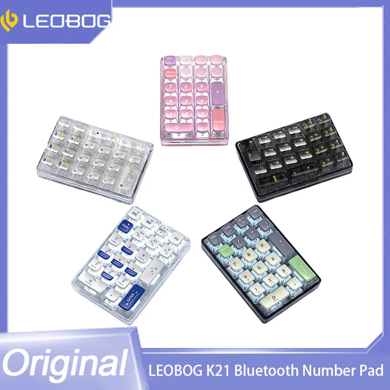 

LEOBOG K21 Bluetooth Number Pad Mechanical Numeric Keypad 21 Key Transparent Photoshop Accounting Numpad Gaming Keyboard