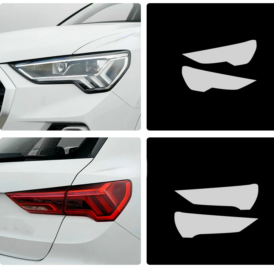 

For Audi Q3 F3 RSQ3 2th Sportback 2019-2023 Car Headlight Protective Film Headlamp Taillight Transparent Black TPU Sticker