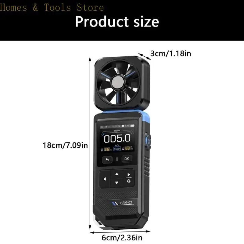 H4GE anemometer 측정 풍기 바람의 냉기 습도 주머니 크기 풍속 게이지 디지털 바람 미터 알람
