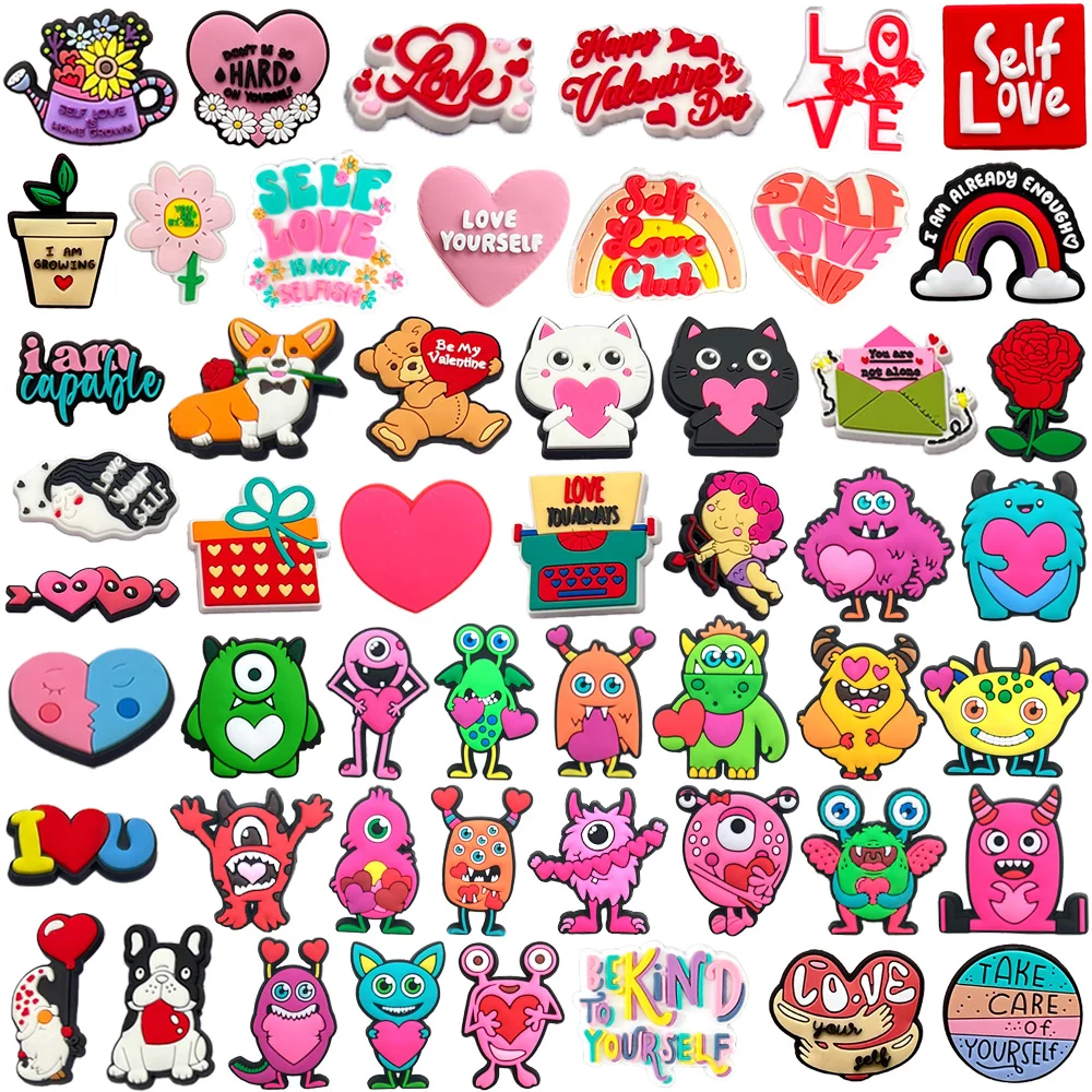 San Valentino Love Heart Pink Shoe Croc Charms Per Zoccoli Sandali Decorazione Accessori Per Scarpe Charms Per Gli Amanti Regali