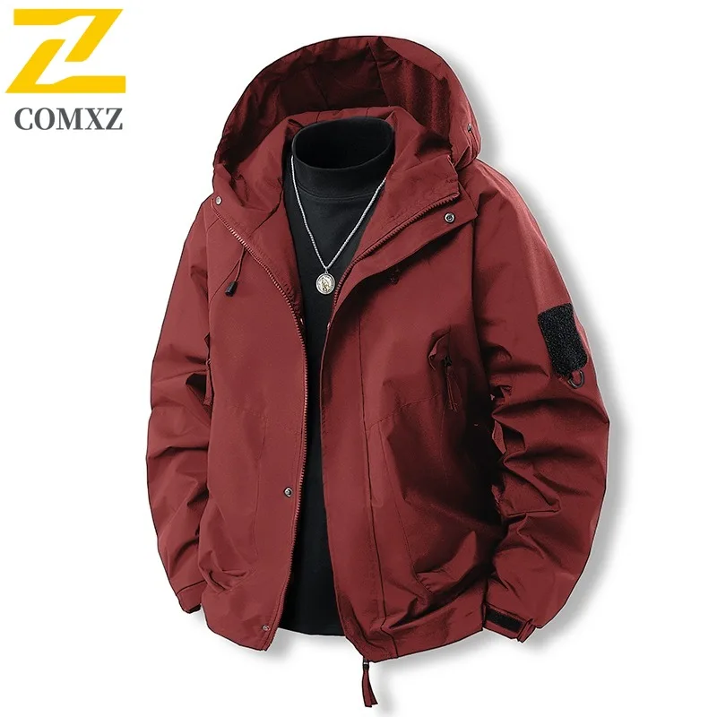 COMXZ Men Jacket New Outdoor Mountaineering Cold Resistant Warm Coat Premium Hooded Travel Windproof Lightweight Winter Clothing