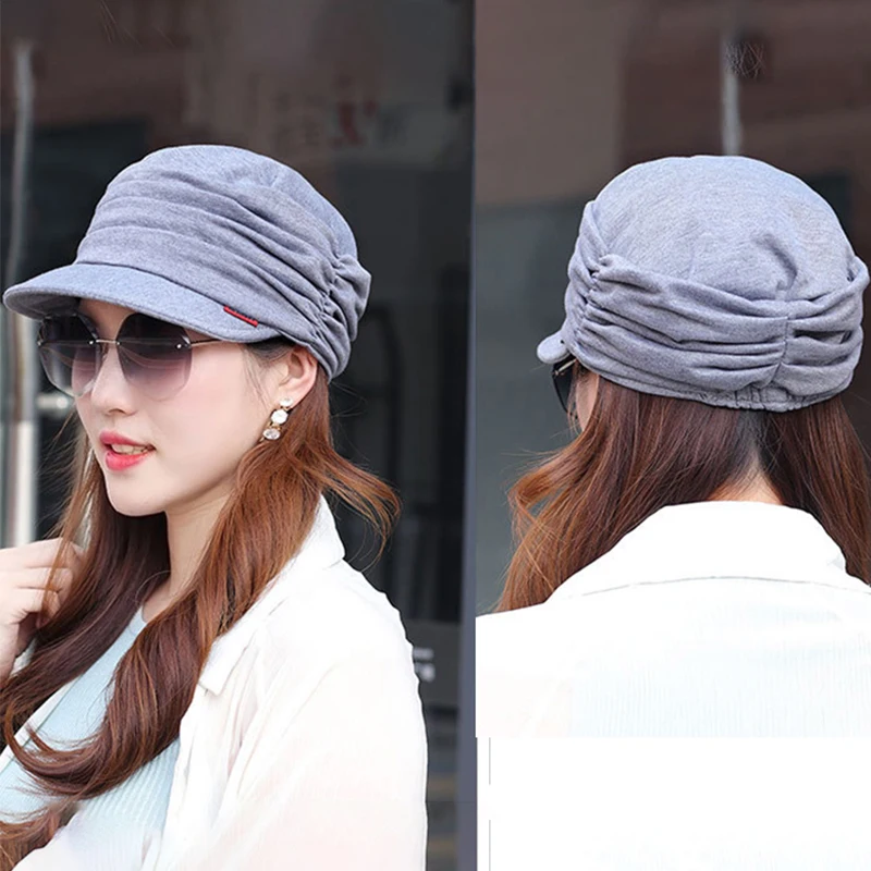 Earflap Visor Hat 10 Colors Adjustable Short Brim Foldable Hat for Women