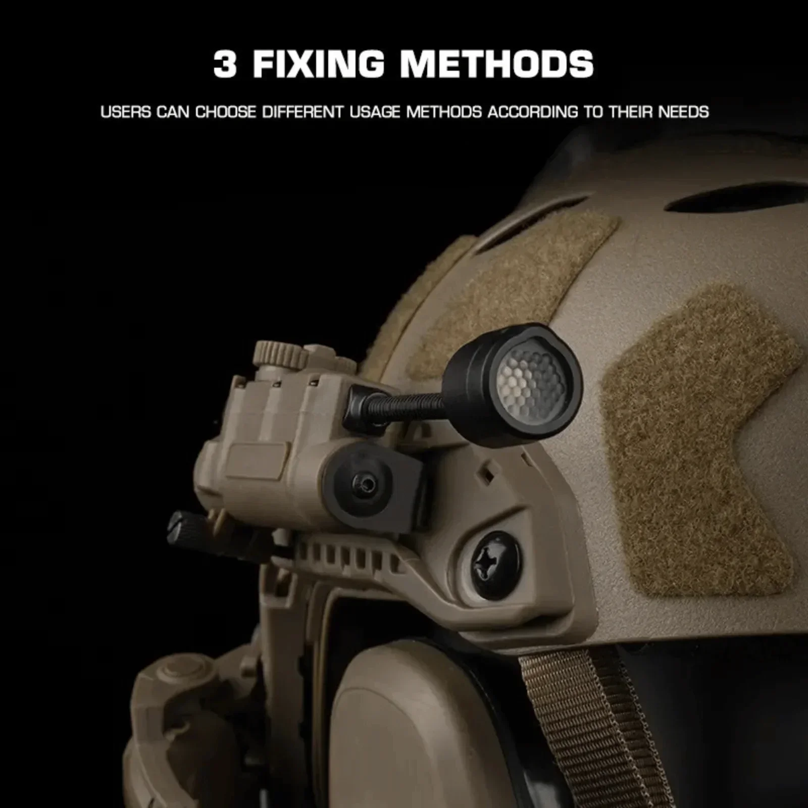 Sports Helmet Light Sidewinder Helmet Lamp with IR and Flashlight Color Light Strobe Light Head IFF Auxiliary Light for Airsoft Hunting Fishing