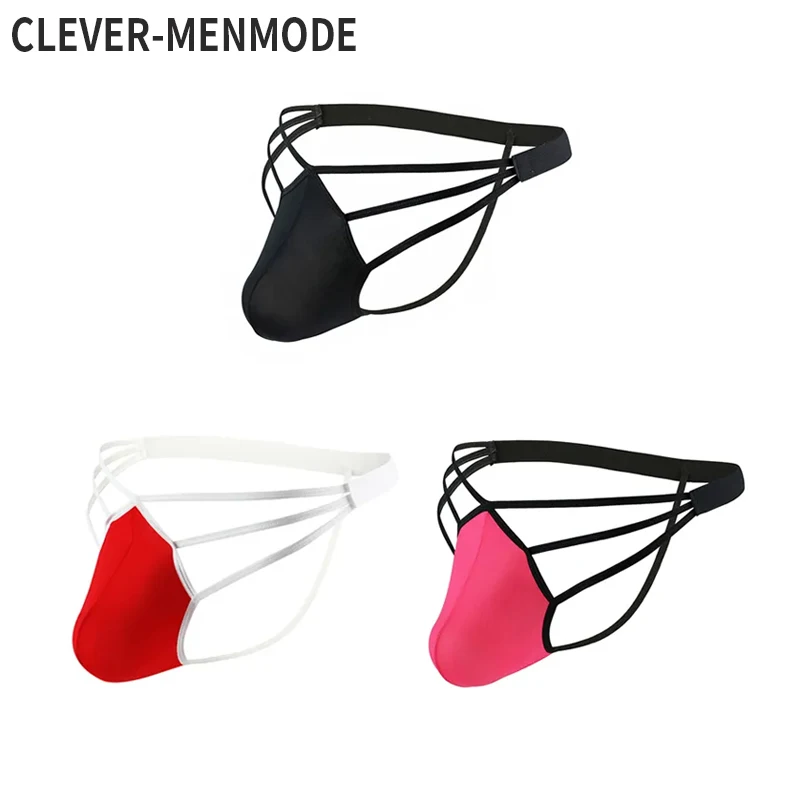 CLEVER-MENMODE 3Pcs/ Kit Underpants Men Sexy Underwear Ice Silk Panties Lingerie Jockstrap Bikini G String Thong Hombre  T-back
