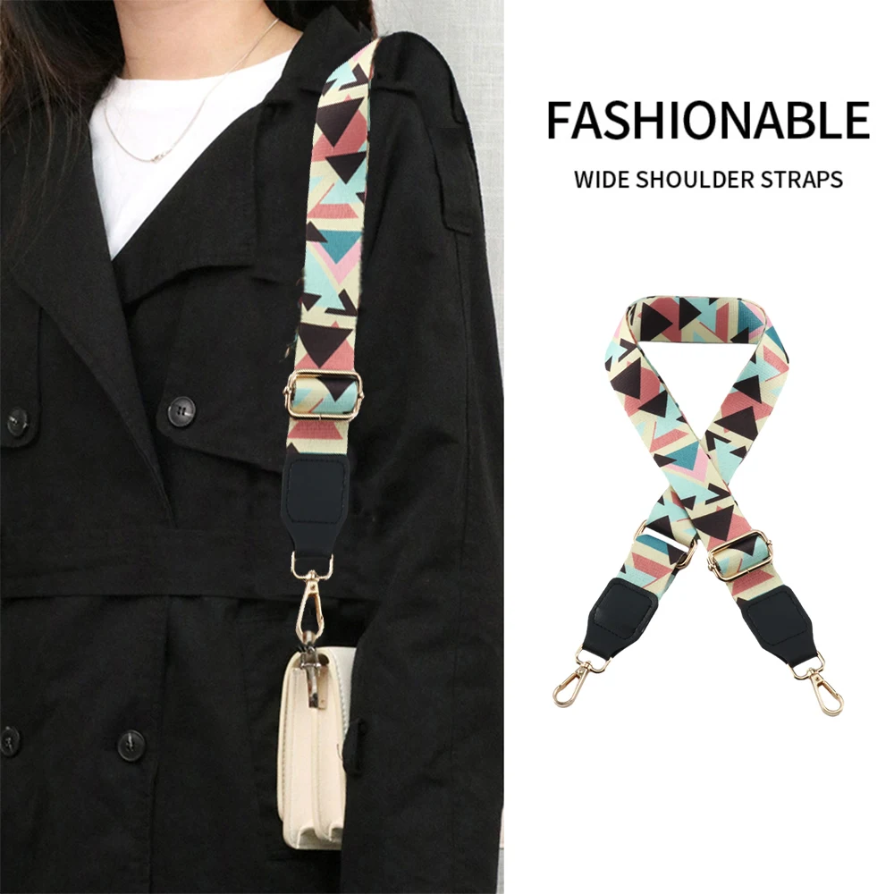 

Straps Nylon Fashion Multicolor Pattern With Leather Replacement Purse Handle Belt Backpack Carrying Belt Accessories Bag Band