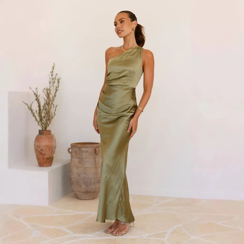 2025 Trend Bridesmaid Olive Green Satin Long Dress for Wedding Party  Bridesmaid Guest Dress Sleeveless For Spring Summer - AliExpress 200000345