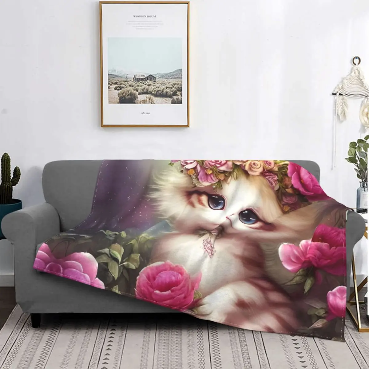 

Oddly Cute Creatures Blankets Flannel Cats Funny Multi-function Super Soft Throw Blankets for Bed Picnic Travel Bedspread