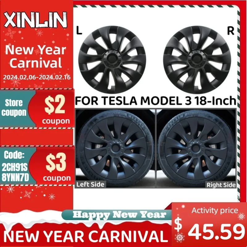 4 Pezzi Di Tappi Per Ruote Da 18 Pollici Per Tesla Model 3 2023 Coprimozzo Per Ruote Di Ricambio Per Prestazioni Automobilistiche Hubcap Full Rim Cove