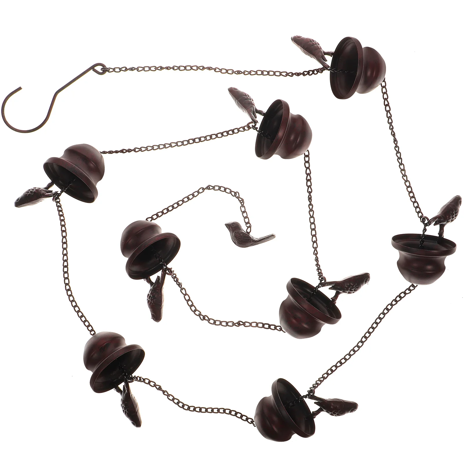 

2.4m Creative Birds On Cups Rain Chain Metal Retro Rain Chain Courtyard Garden Decor Long Rain Chain Gutter Roof Home and