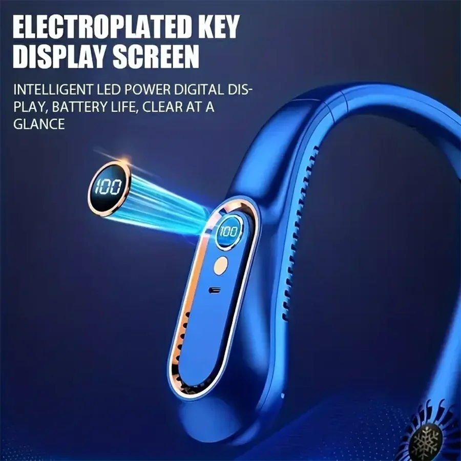 2025 New Best Sellers Wearable Neck Fan Portable Air Conditioner Bladeless Neck Fan Air Cooler 5 Gears and LED Display Screen 3