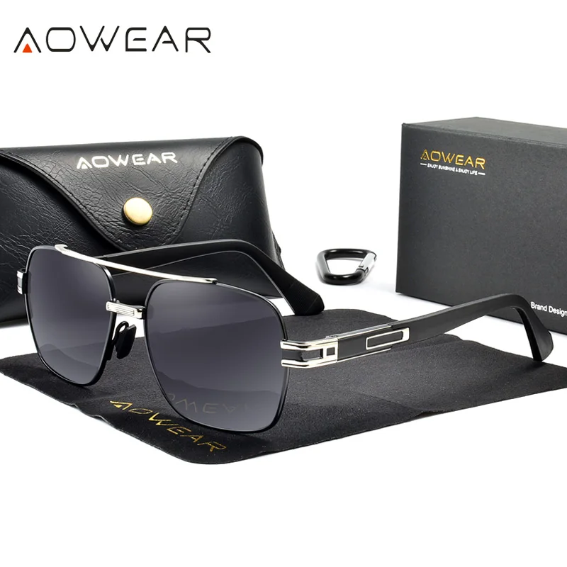 

AOWEAR Luxury Square Gradient Lens Sunglasses Men Polarized Vintage Retro Sun Glasses Male Anti-glare Eyewear Lentes De Sol