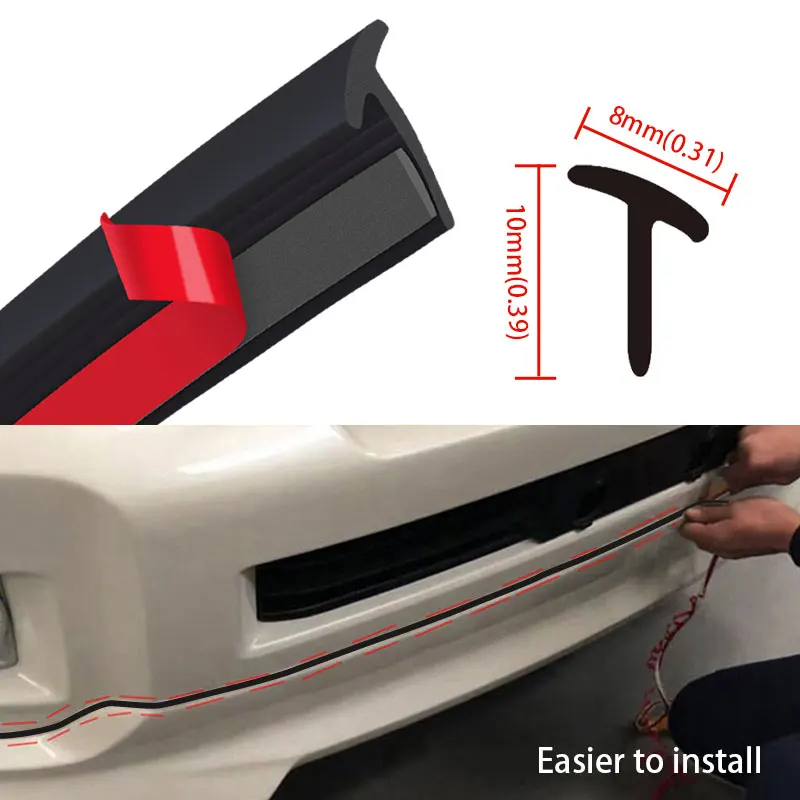 SEAMETAL 10m striscia di tenuta in gomma per Auto a forma di T piccola guarnizione automatica inclinata guarnizione guarnizione paraurti per Auto parafango Flare Arch Trim sigillanti - immagine 3