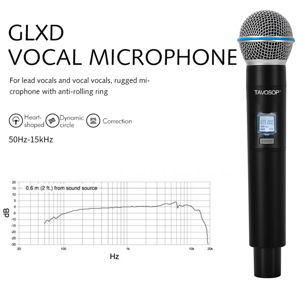 TAVOSOP GL-B58 전문가용 듀얼 무선 마이크 시스템 무대 공연용 UHF 다이나믹 2채널 듀얼 핸드헬드 B58A