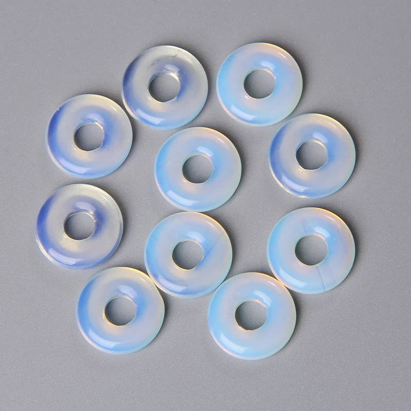 5pcs Natural Big Hole Stone Beads Labradorite Jades Agates Round Donut Pendant For Jewelry Making Earrings Necklace DIY 18CM
