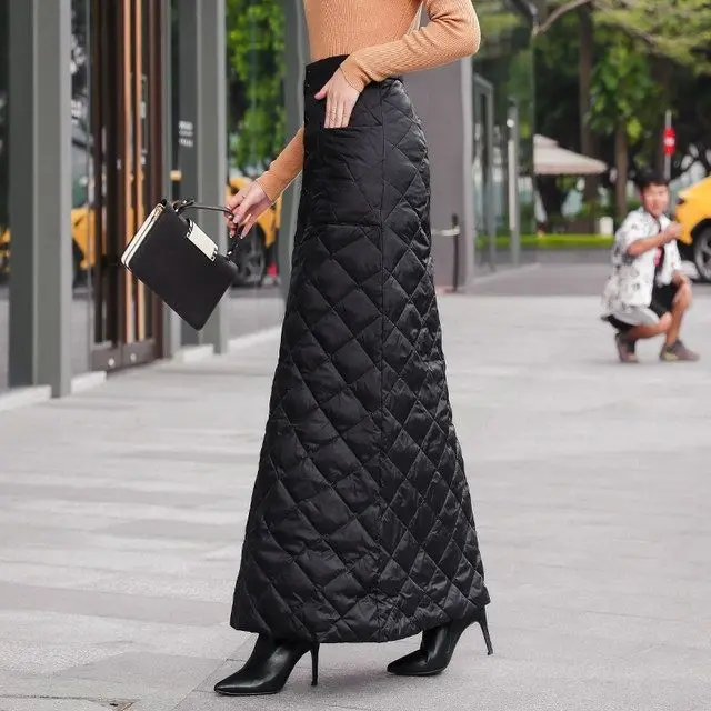 Winter Skirts for Women Skirts Woman Fashion 2022 Women Down Skirt Korean Down Skirt Long Skirt Women Skirt Thicken Black Skirt