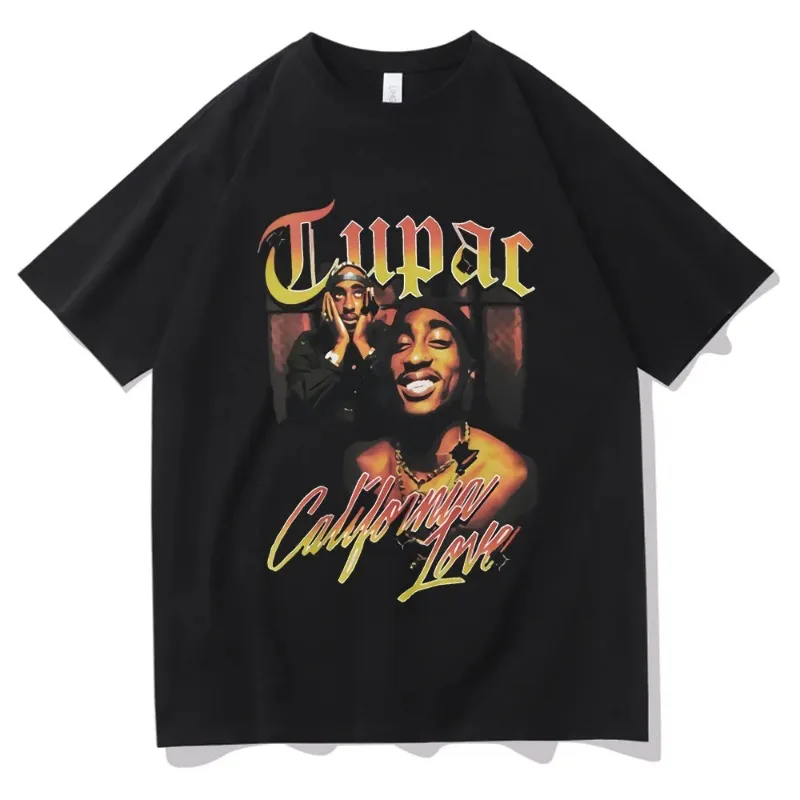 Women T-shirts Rapper Tupac Graphic Print Y2k Hip Hop Men T Shirt Streetweartops Unisex Harajuku Casual Short Sleeve Tees