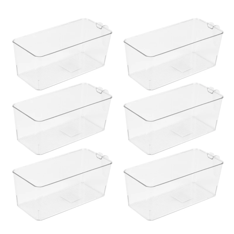 

Набор из 6 прозрачных контейнеров для холодильника, Бытовая пластиковая корзина для хранения продуктов с ручками для кухонных комнат