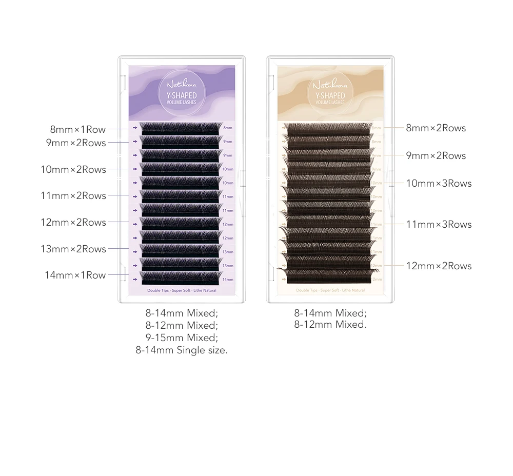 NATUHANA YY-förmige Wimpernverlängerung, C-D-Locken, künstliche Nerz-Wimpern mit doppelter Spitze, individuell, leicht verpflanzendes Y-Wimpern-Make-up – Detail 6