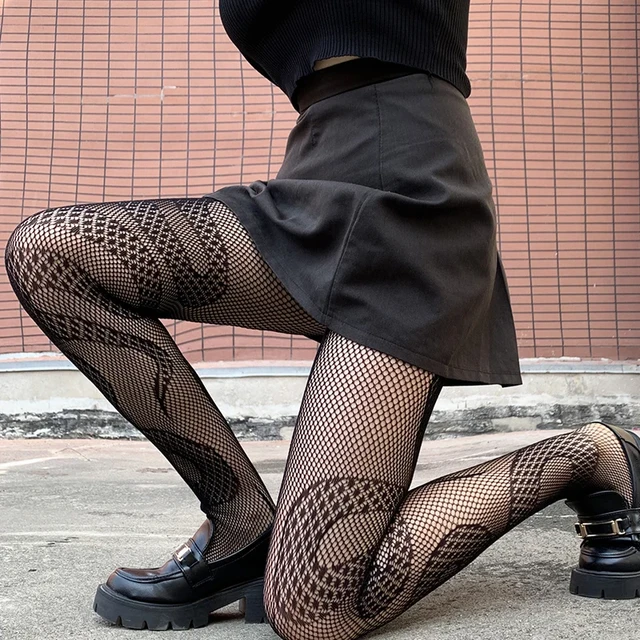 Black Snake Fishnet Tights Plus Size