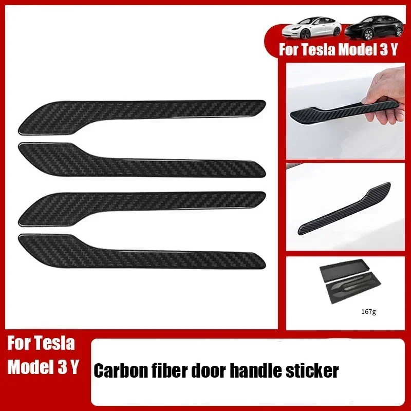 Carbon Fiber Door Handle Cover Frame Sticker for Tesla Model