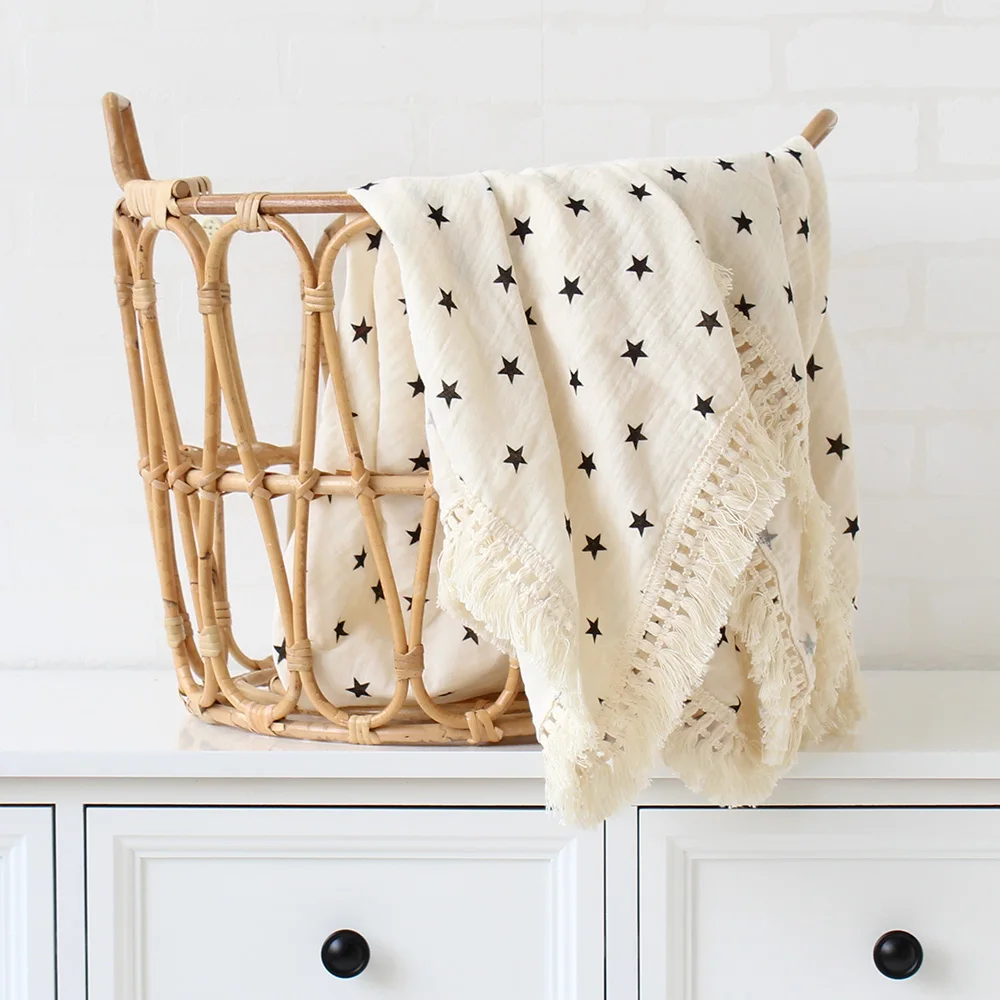 Muślinowy kocyk z frędzelkami - obrazek 9