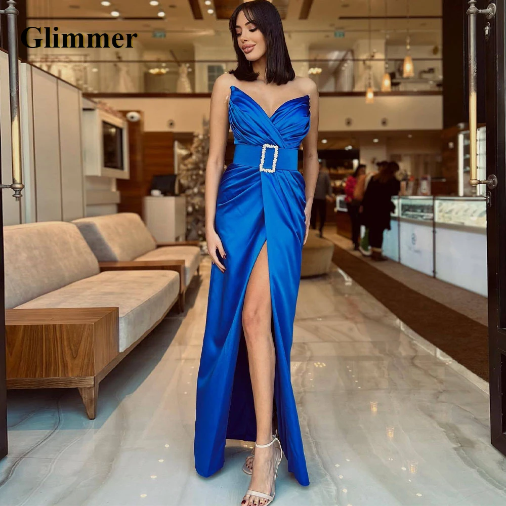 

Glimmer Simple Sexy Evening Dress Satin Sweetheart Formal Prom Gowns Personalised Abendkleider Fiesta De Noche Robe Ball Stretch