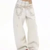 Cross-Border Bestseller Harajuku Pattern Printed Loose Men Women Jeans High Waist Straight Leg Punk Style Design Sensation Long